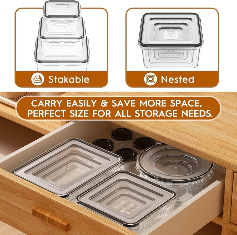 KEMETHY 52 PCS Food Storage Containers with Lids Airtight (26 Containers & 26 Lids), Leak proof Meal Prep Container Set for Kitchen Storage, BPA-free, PVC-free Plastic, Microwave/Dishwasher Safe, Labels & Pen - Image 5